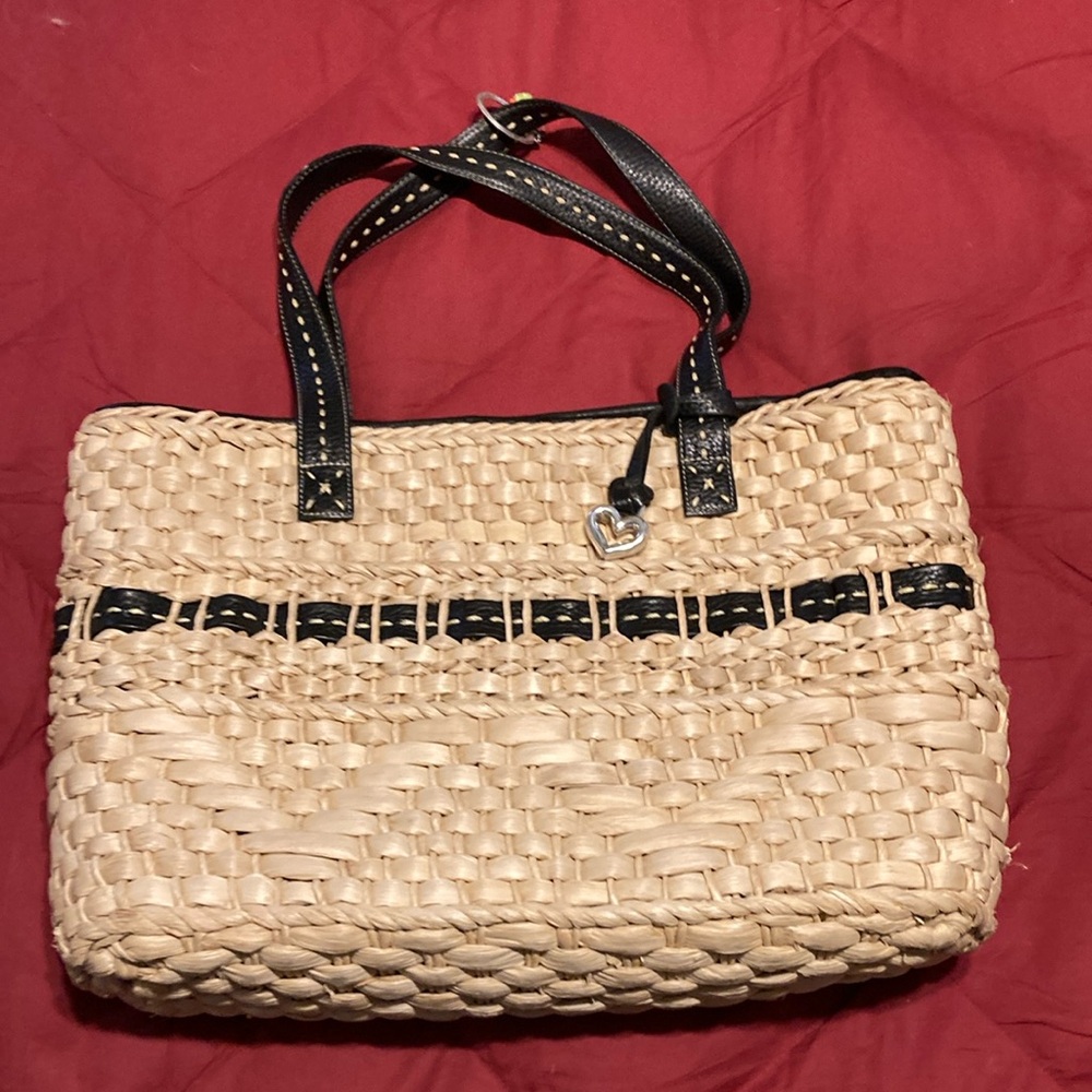 Brighton Black and Tan Woven Tote Bag